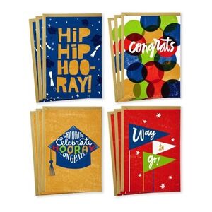 Hallmark Graduation Cards Assortment (12 Cards w/ Envelopes, 4 Designs) Congrats